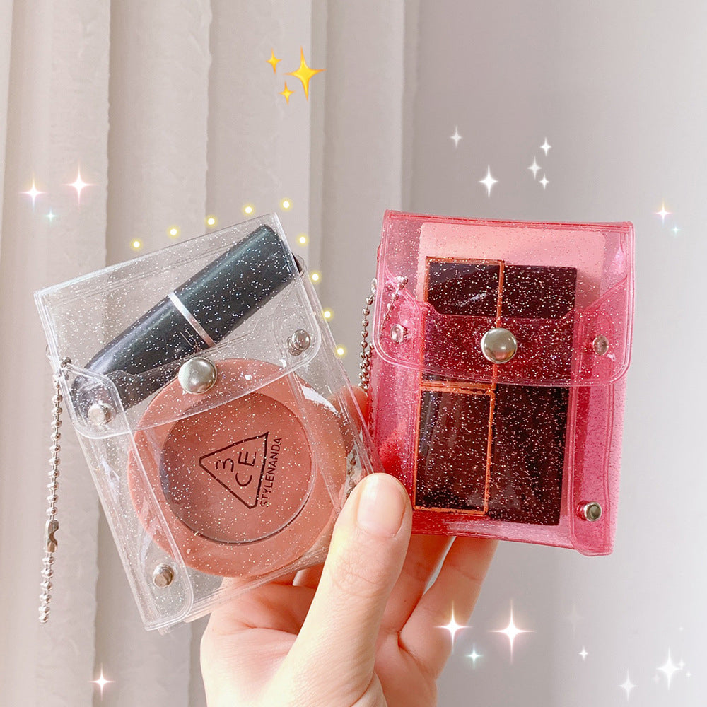Korea Ins Snap Lipstick Bag Cute PVC New Girl Heart Transparent Card Bag Portable Mini Creative Small Wallet
