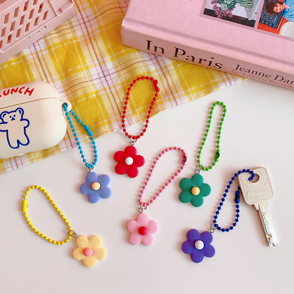 Japanese Cute Girl Heart Ins Color Flower Pendant Keychain Bag Coin Purse Pendant Flower Keychain