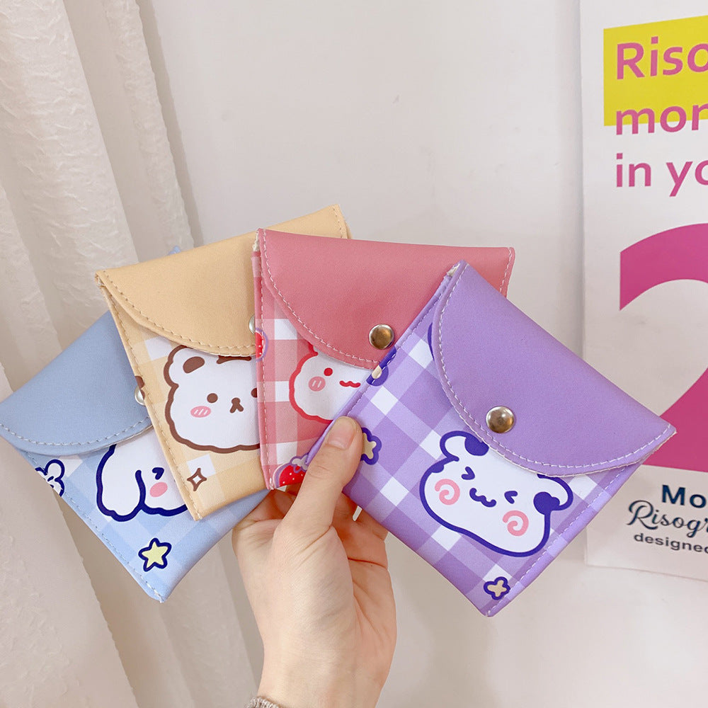 Japanese And Korean Girl Heart Ins Wind Large-Capacity Aunt Towel Storage Bag Cute Puppy New Bag Coin Purse Storage Bag