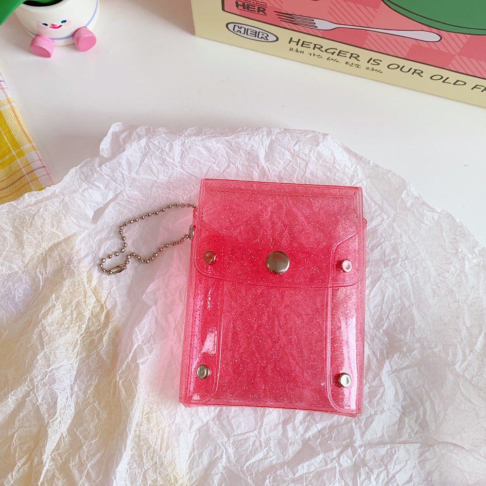 Korea Ins Snap Lipstick Bag Cute PVC New Girl Heart Transparent Card Bag Portable Mini Creative Small Wallet