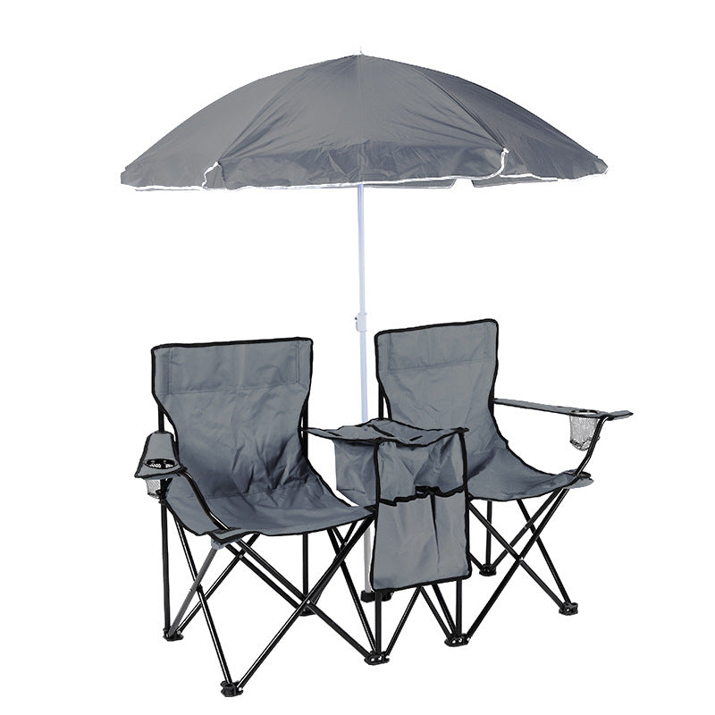 Double Camping Loveseat with Canopy – 600 lb Capacity, Cup Holders & Side Table, Foldable Outdoor Chair for Beach & Park