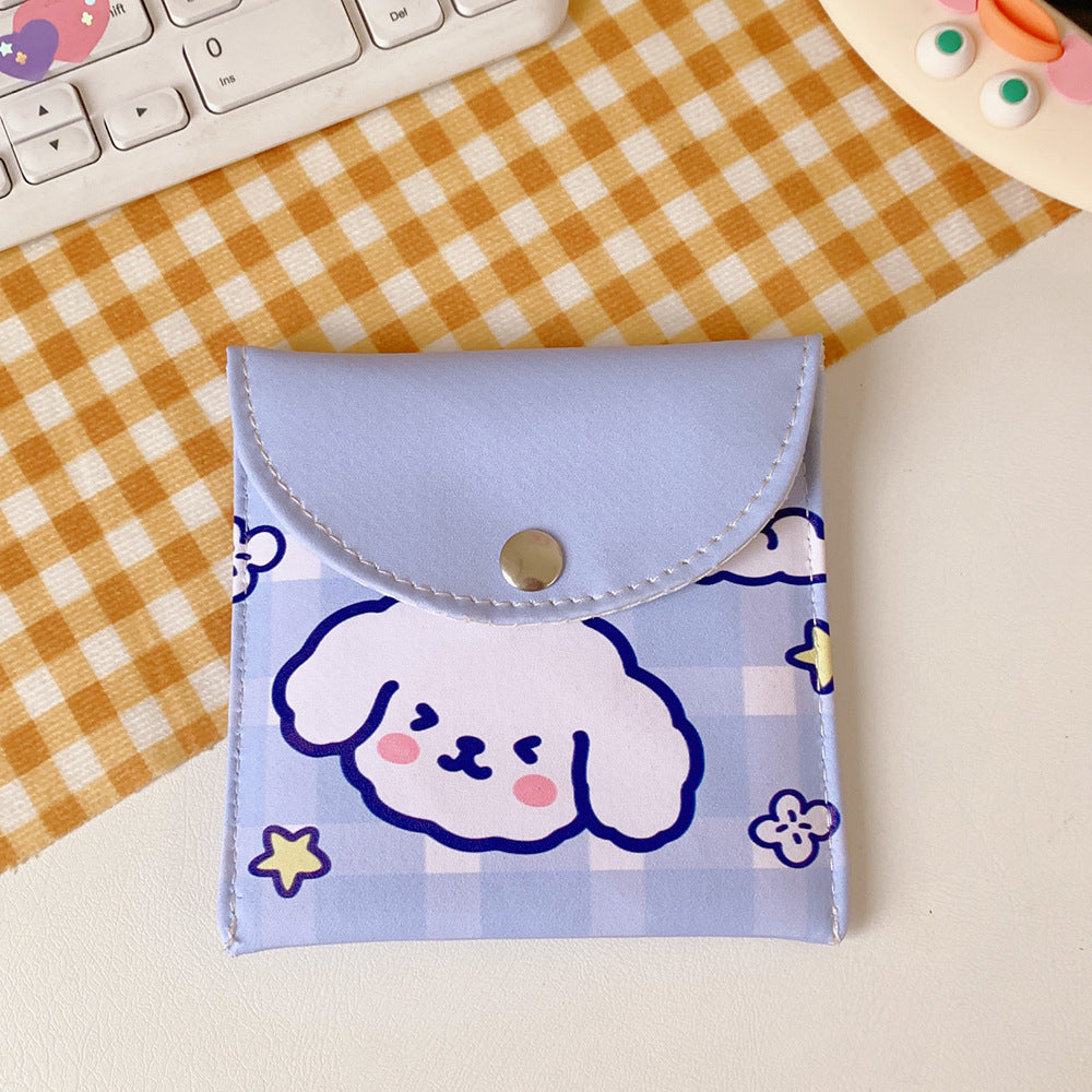 Japanese And Korean Girl Heart Ins Wind Large-Capacity Aunt Towel Storage Bag Cute Puppy New Bag Coin Purse Storage Bag