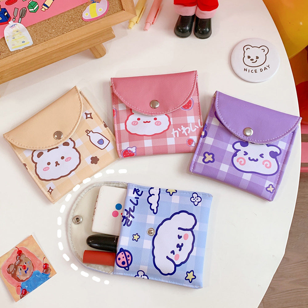 Japanese And Korean Girl Heart Ins Wind Large-Capacity Aunt Towel Storage Bag Cute Puppy New Bag Coin Purse Storage Bag