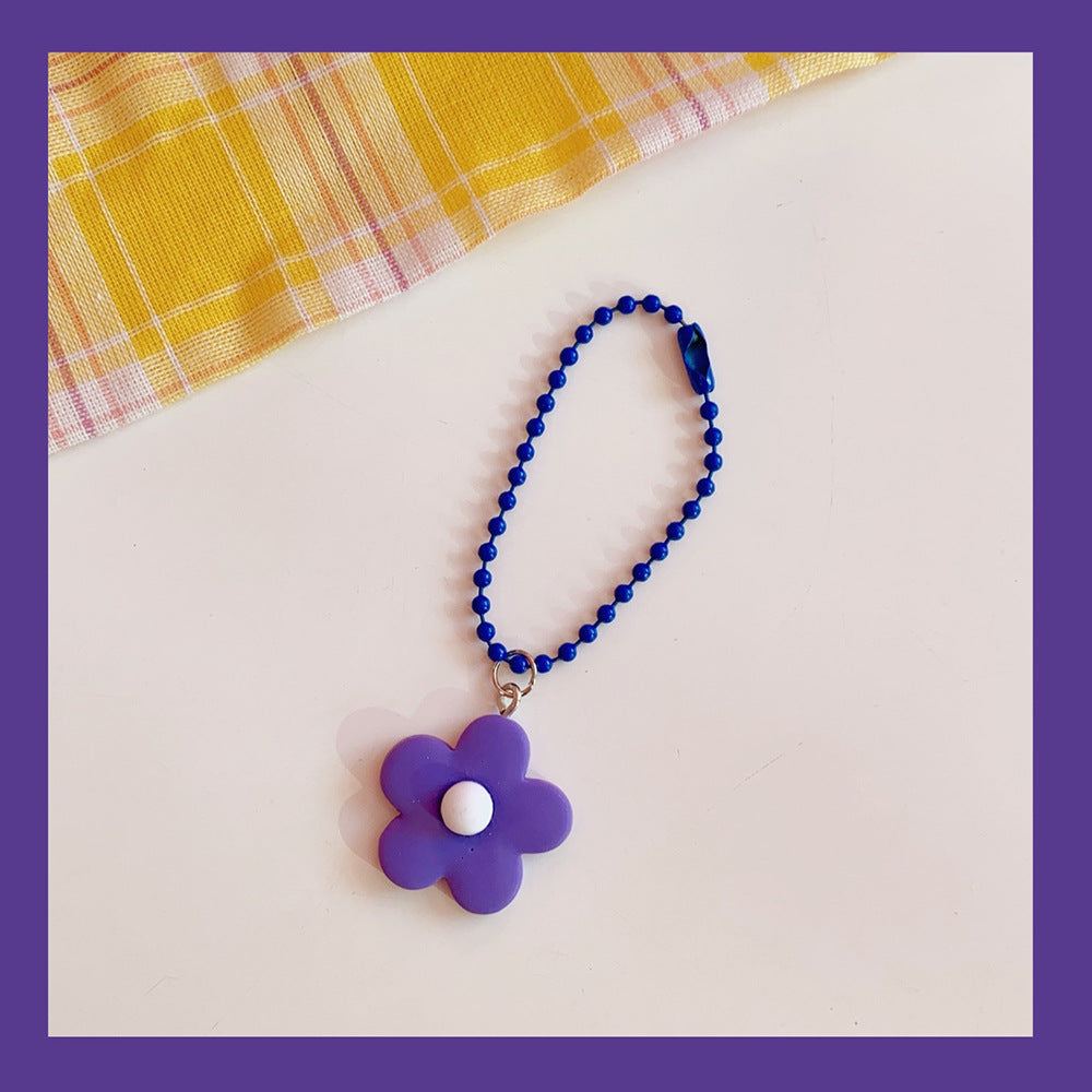 Japanese Cute Girl Heart Ins Color Flower Pendant Keychain Bag Coin Purse Pendant Flower Keychain
